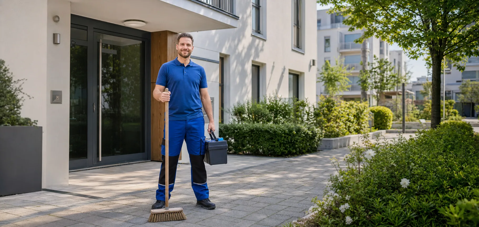 Hausmeisterservice Heilbronn mit gepflegtem Eingangsbereich und Außenanlage
