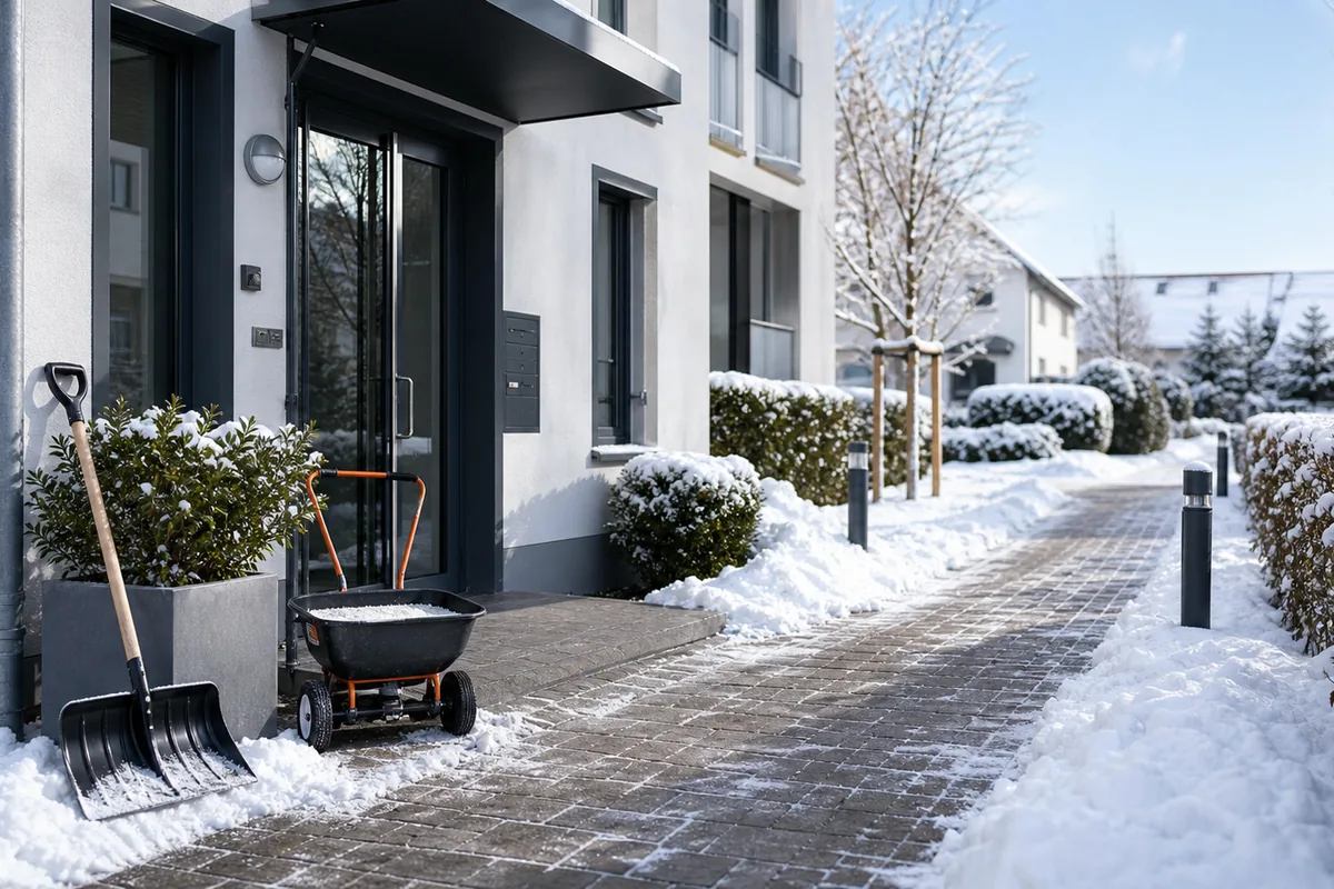 Winterdienst Heilbronn mit Schneeräumung auf Gehwegen und Zufahrten